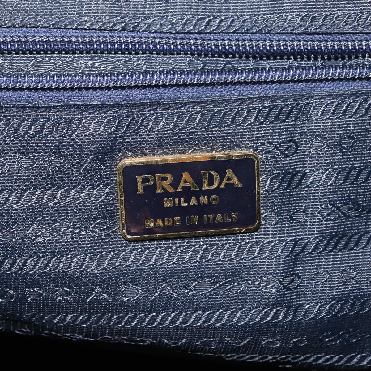 PRADA Backpack Nylon Navy Gold Auth 146671