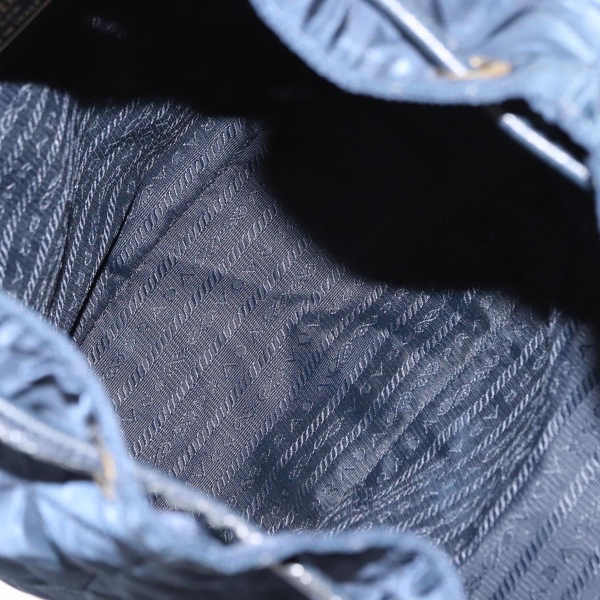 PRADA Backpack Nylon Navy Gold Auth 146671