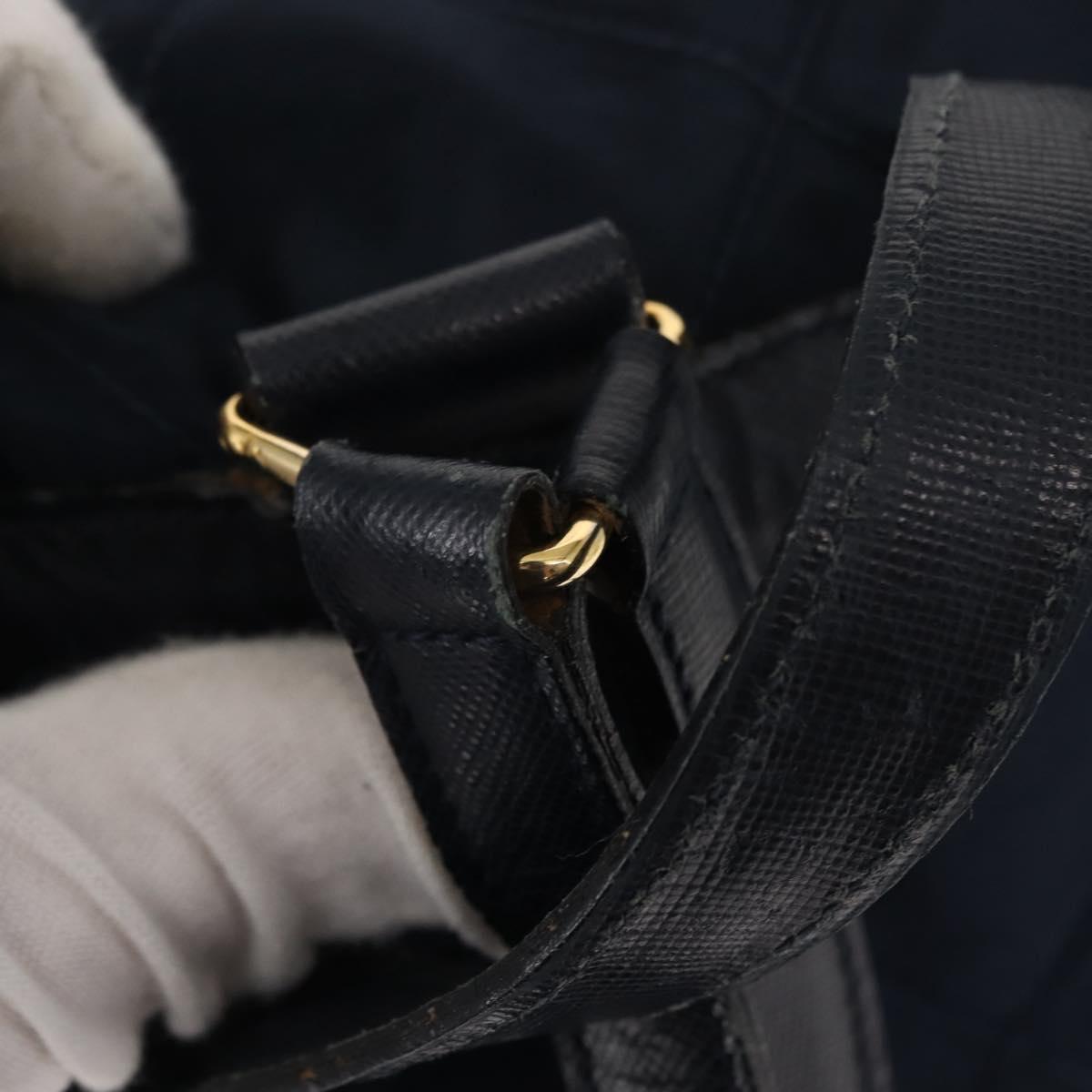 PRADA Backpack Nylon Navy Gold Auth 146671