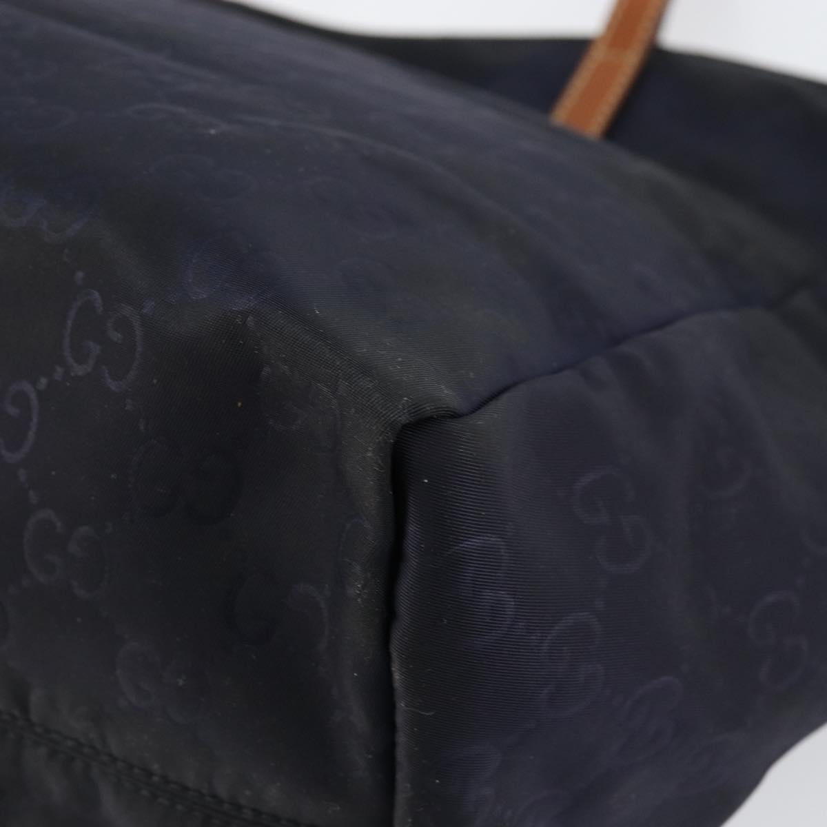 GUCCI GG Canvas Tote Bag Nylon Navy 282439 Auth 146676