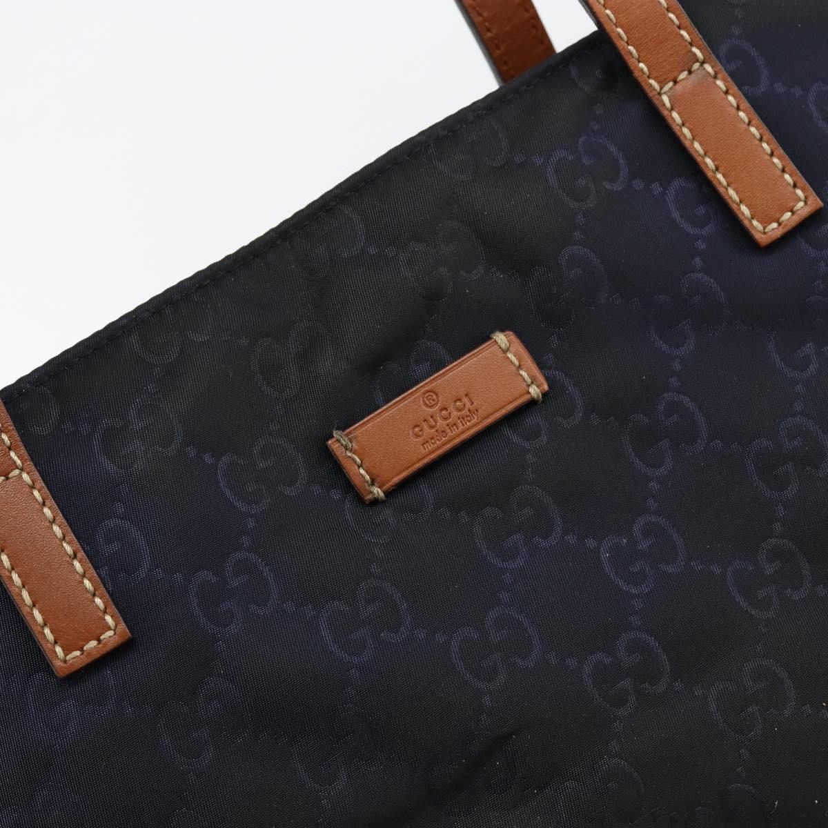 GUCCI GG Canvas Tote Bag Nylon Navy 282439 Auth 146676