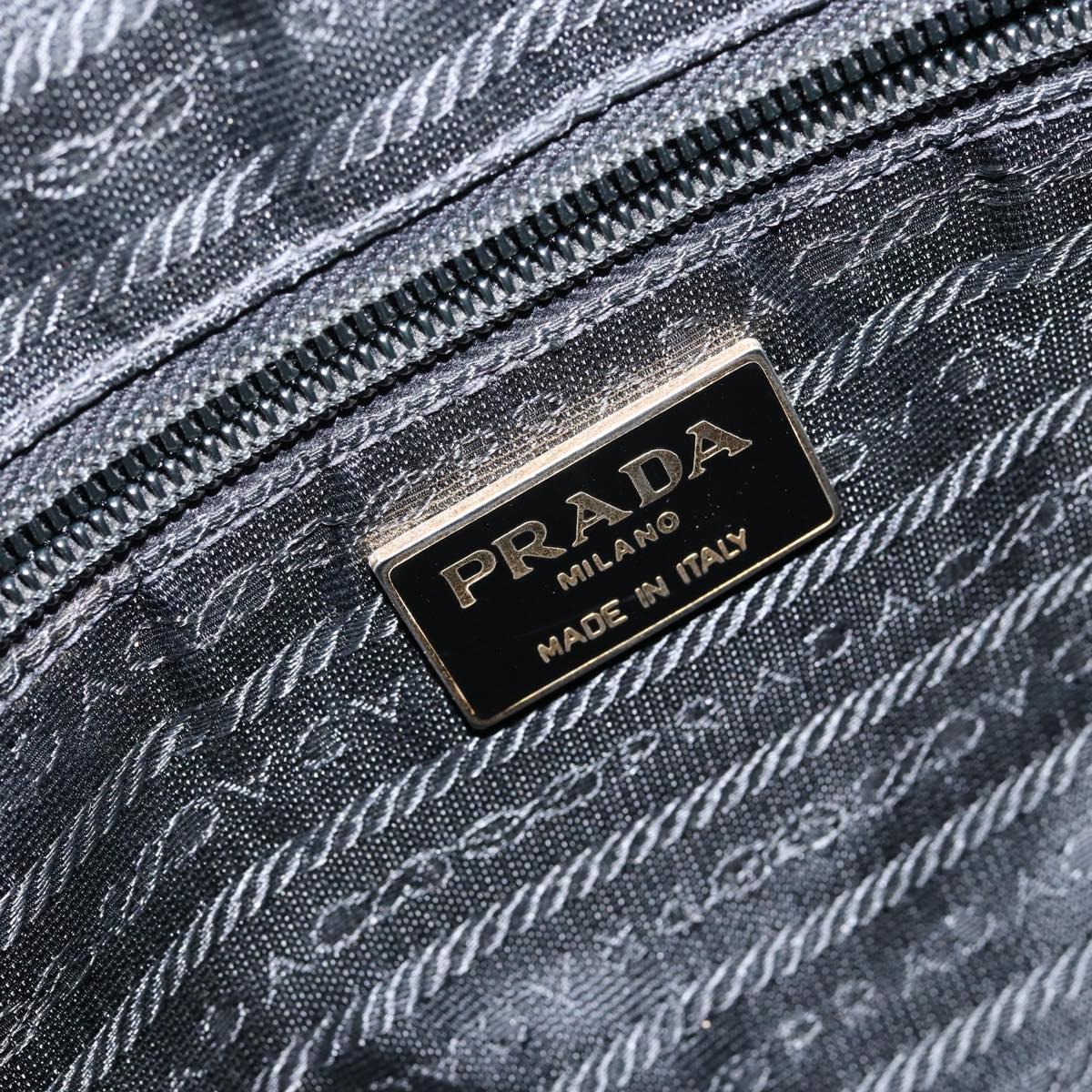 PRADA Hand Bag Safiano leather Black Gold Auth 146677