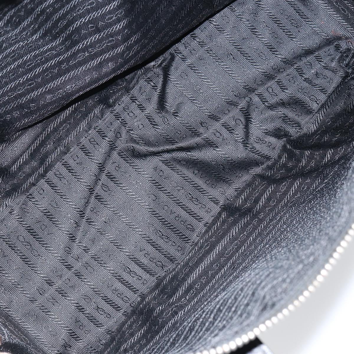 PRADA Hand Bag Safiano leather Black Gold Auth 146677