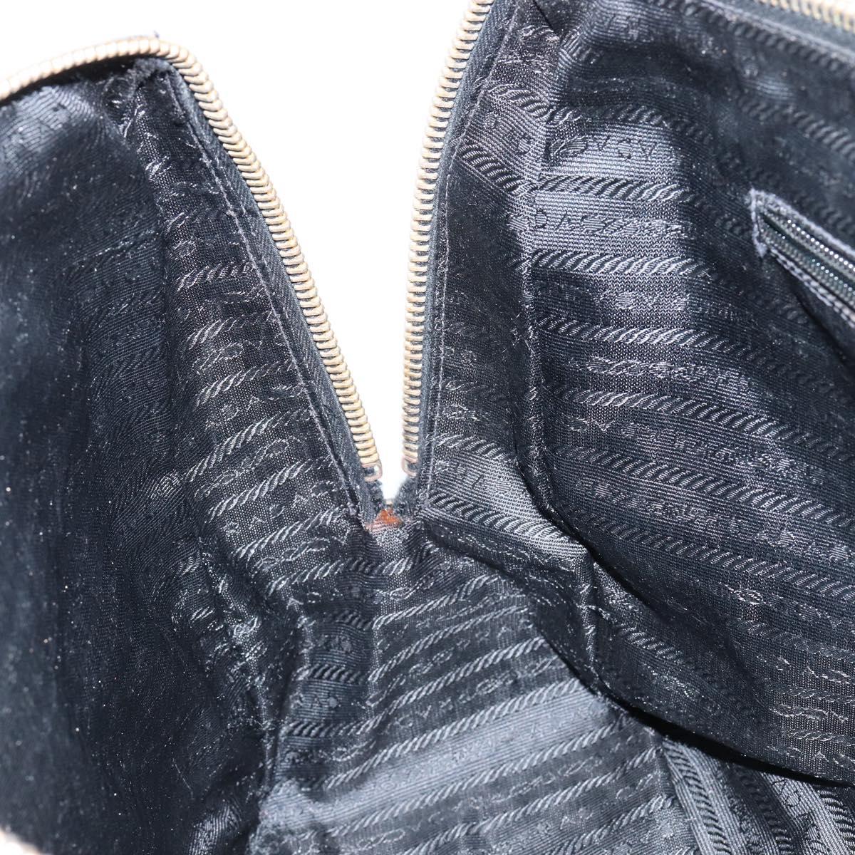 PRADA Hand Bag Safiano leather Black Gold Auth 146677