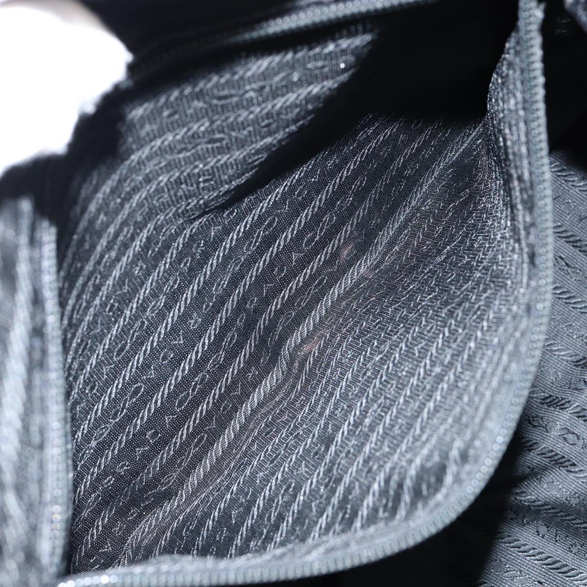 PRADA Hand Bag Safiano leather Black Gold Auth 146677