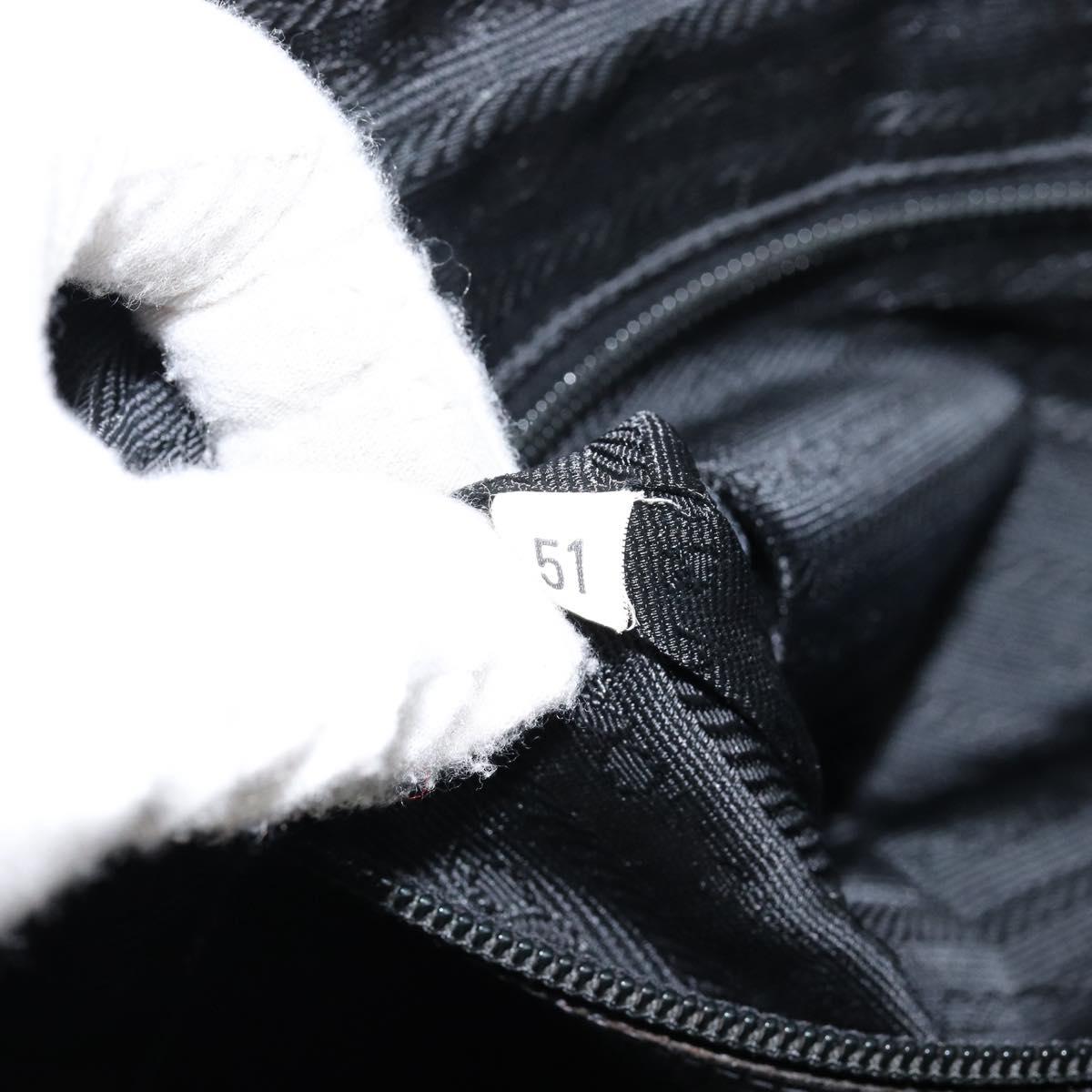 PRADA Hand Bag Safiano leather Black Gold Auth 146677