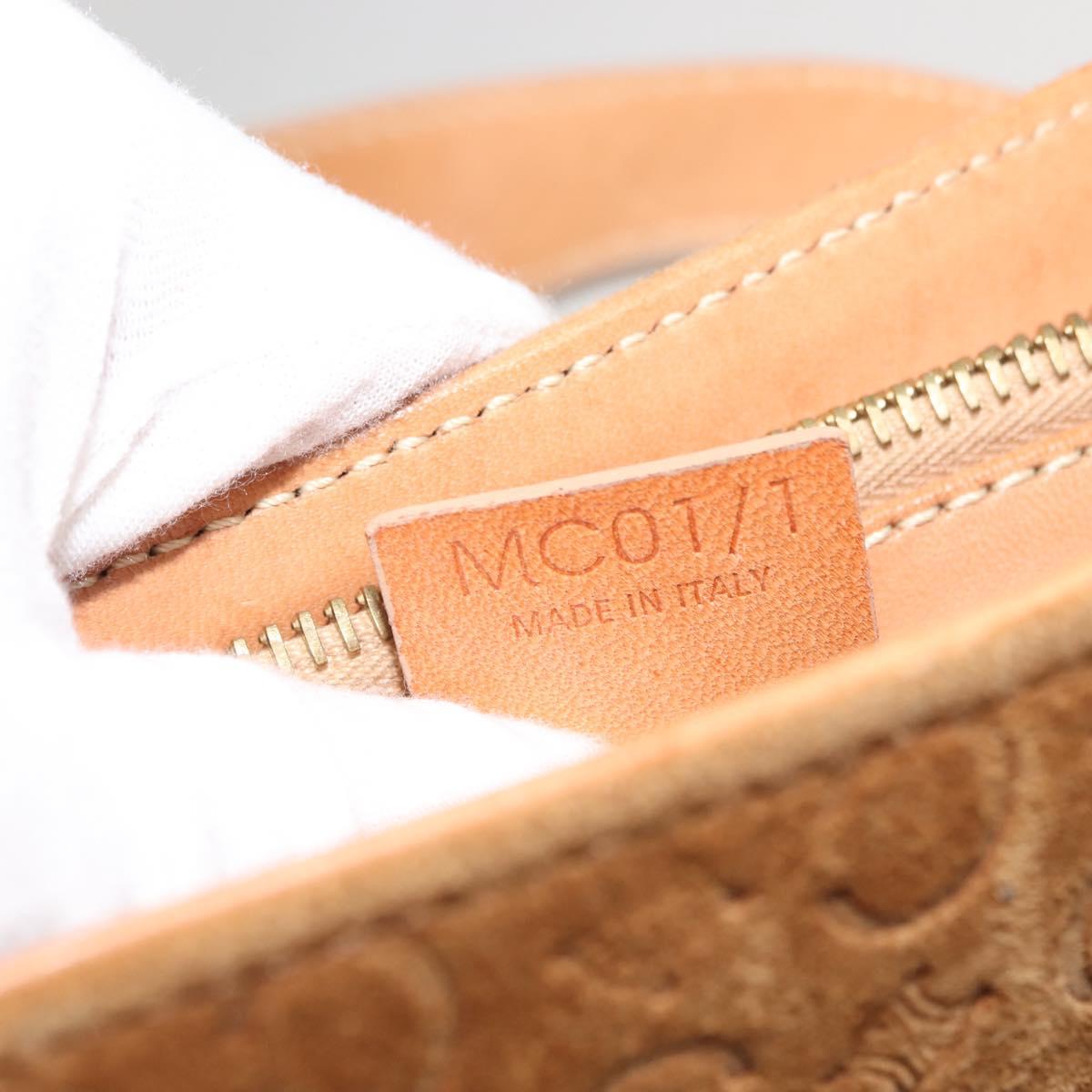 CELINE C Macadam Canvas Hand Bag Suede Brown Gold Auth 146684