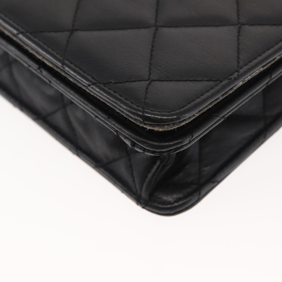 GIVENCHY Chain Shoulder Bag Leather Black Gold Auth 146686