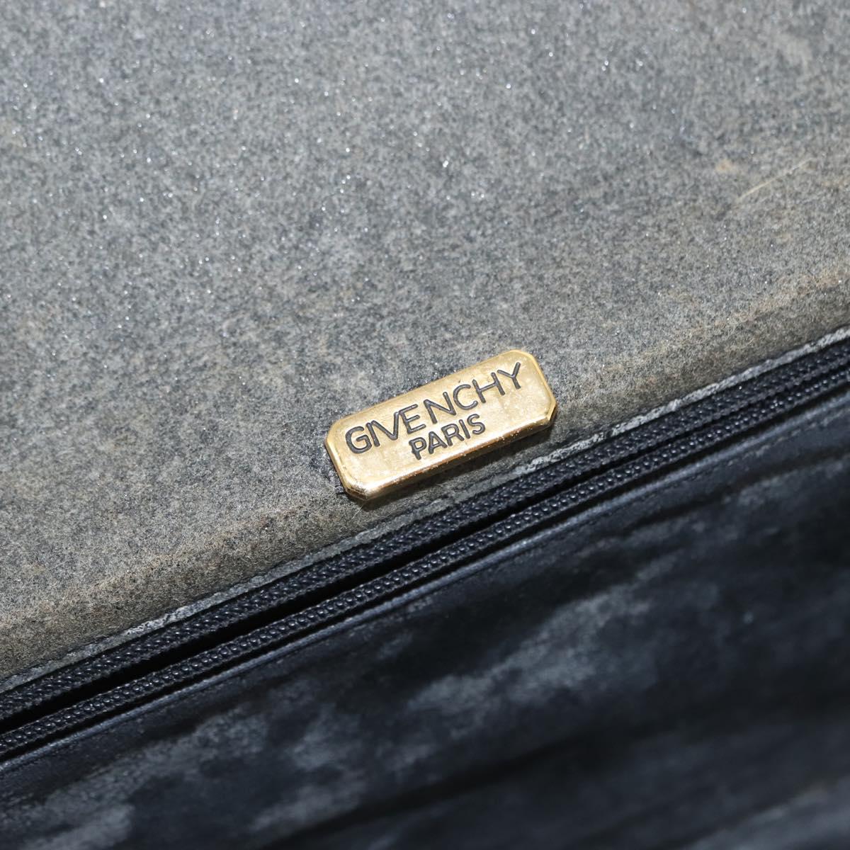 GIVENCHY Chain Shoulder Bag Leather Black Gold Auth 146686