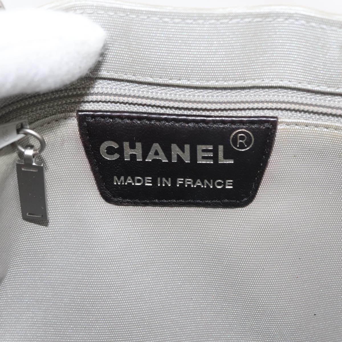 CHANEL Hand Bag Nylon Gray CC Auth 146688