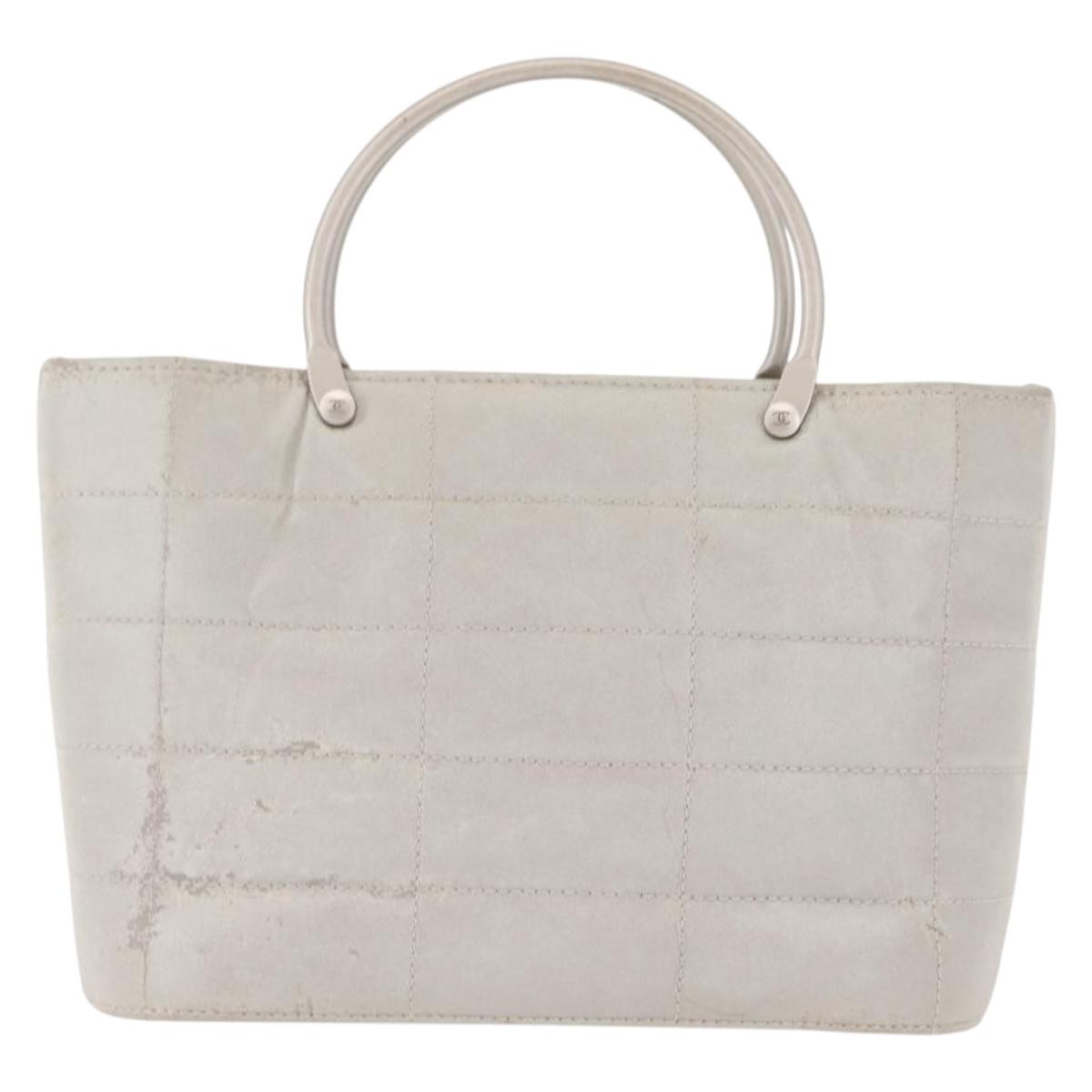 CHANEL Hand Bag Nylon Gray CC Auth 146688