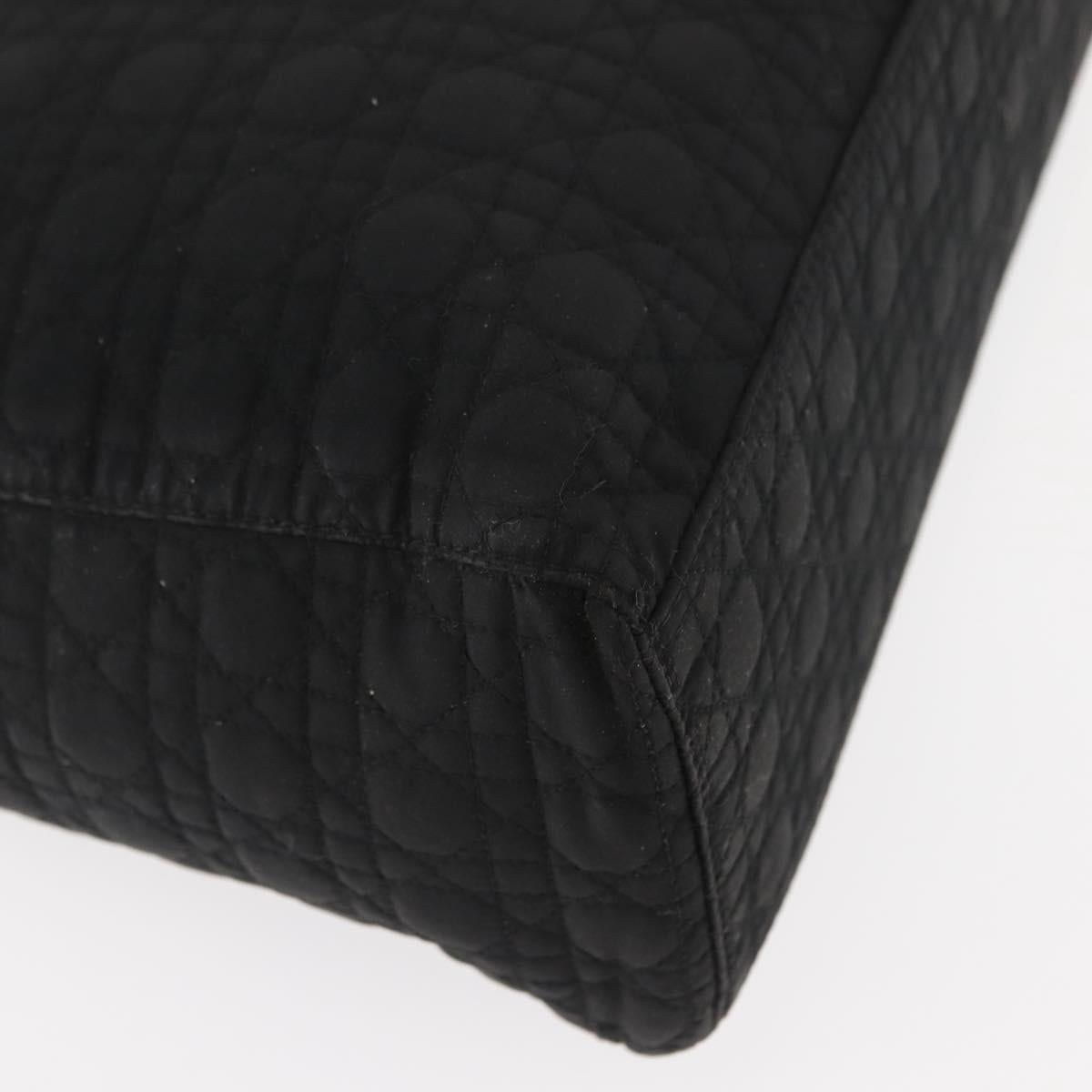 Christian Dior Canage Hand Bag Nylon Black Gold Auth 146695