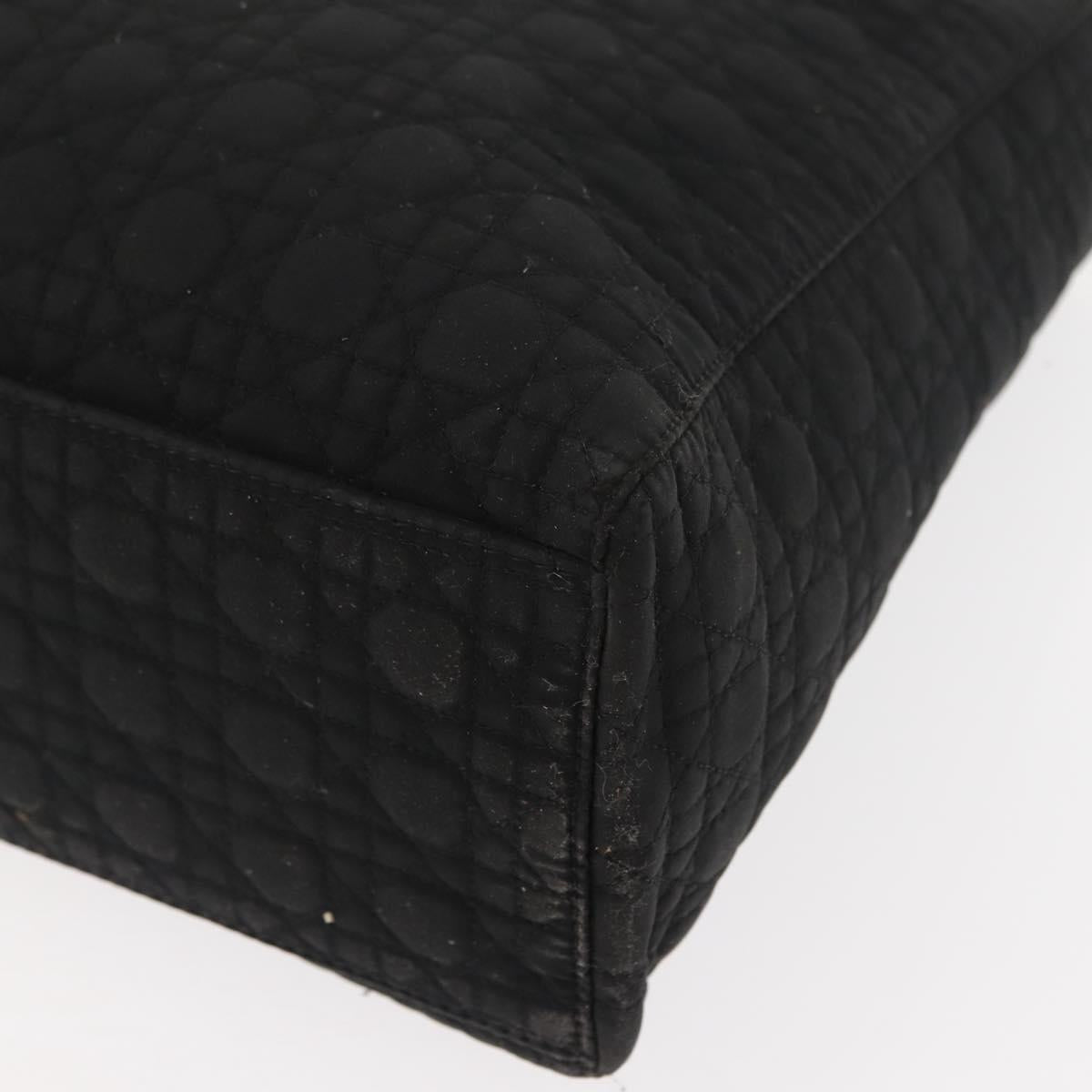 Christian Dior Canage Hand Bag Nylon Black Gold Auth 146695