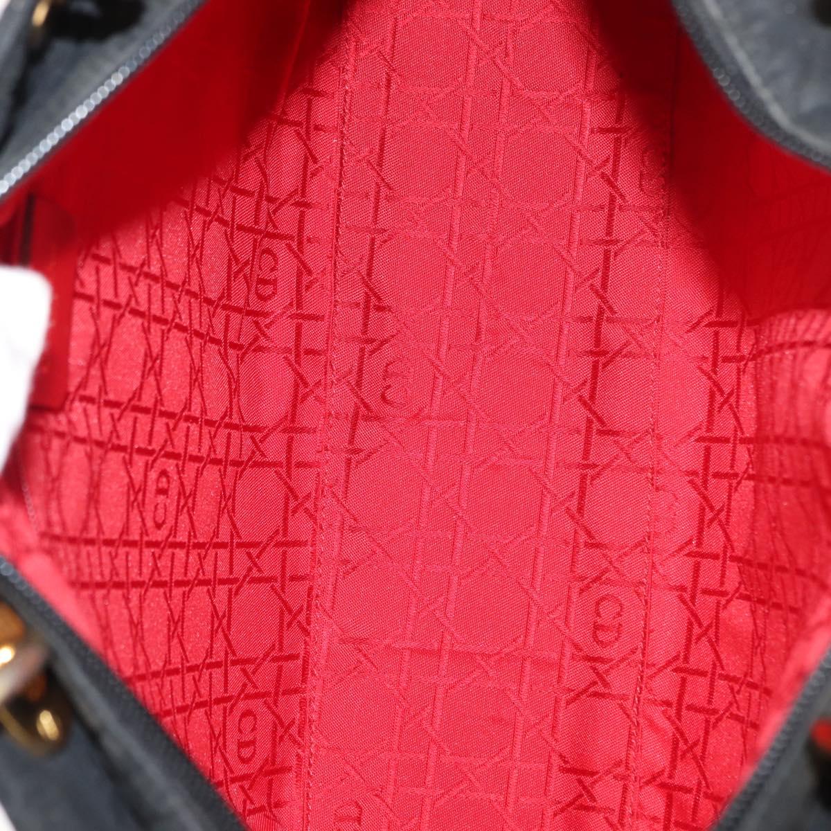 Christian Dior Canage Hand Bag Nylon Black Gold Auth 146695