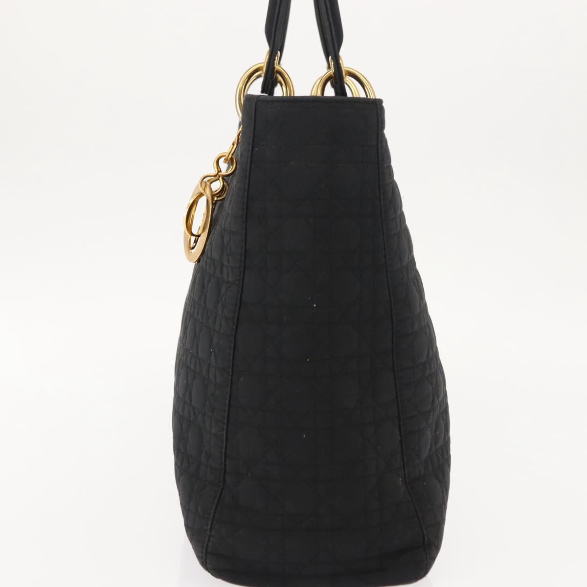 Christian Dior Canage Hand Bag Black Gold Auth 146695