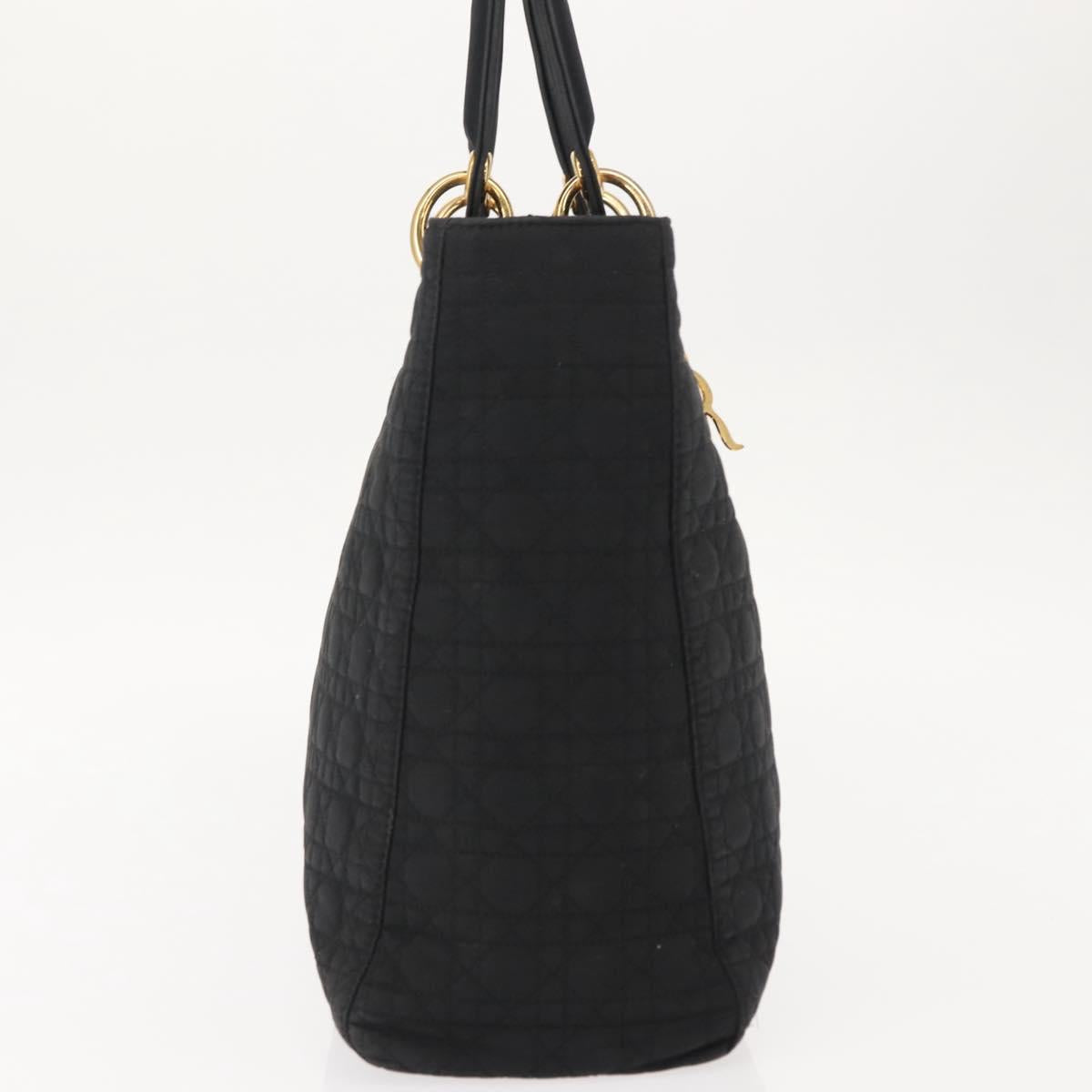 Christian Dior Canage Hand Bag Black Gold Auth 146695