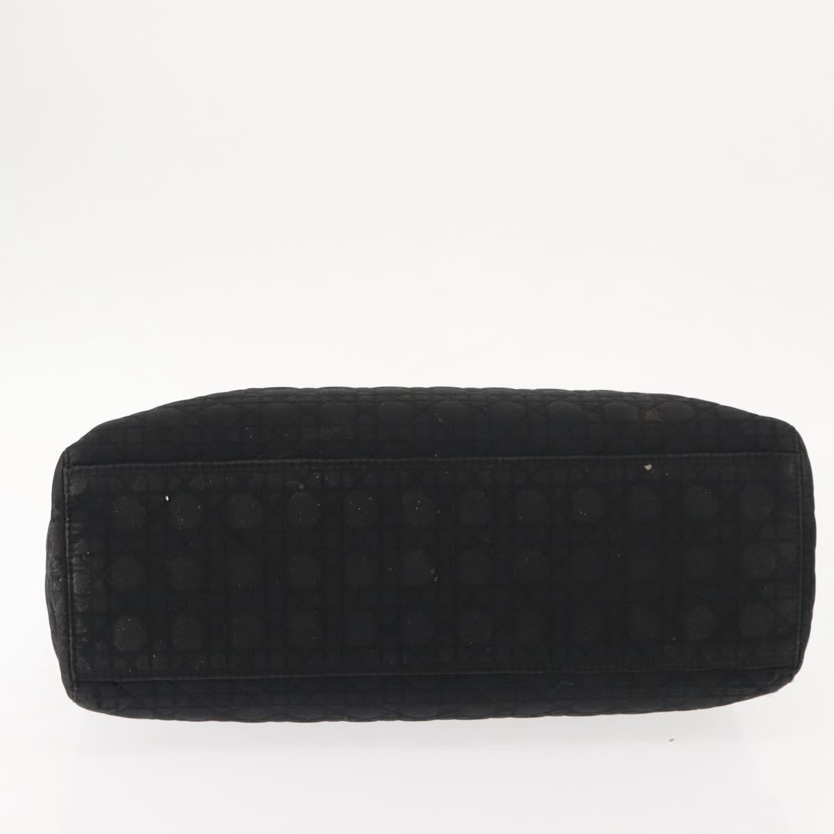 Christian Dior Canage Hand Bag Nylon Black Gold Auth 146695