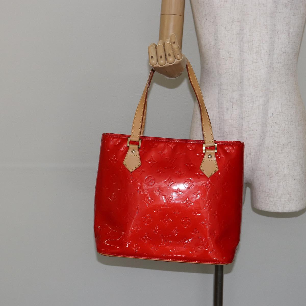 LOUIS VUITTON Monogram Vernis Houston Hand Bag Red M91092 LV Auth 146697