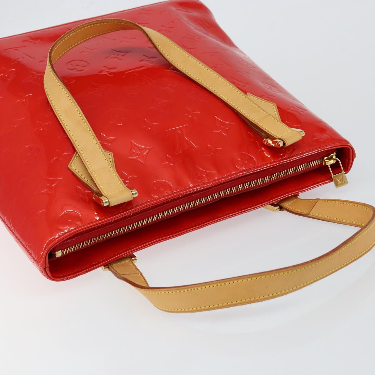 LOUIS VUITTON Monogram Vernis Houston Hand Bag Red M91092 LV Auth 146697