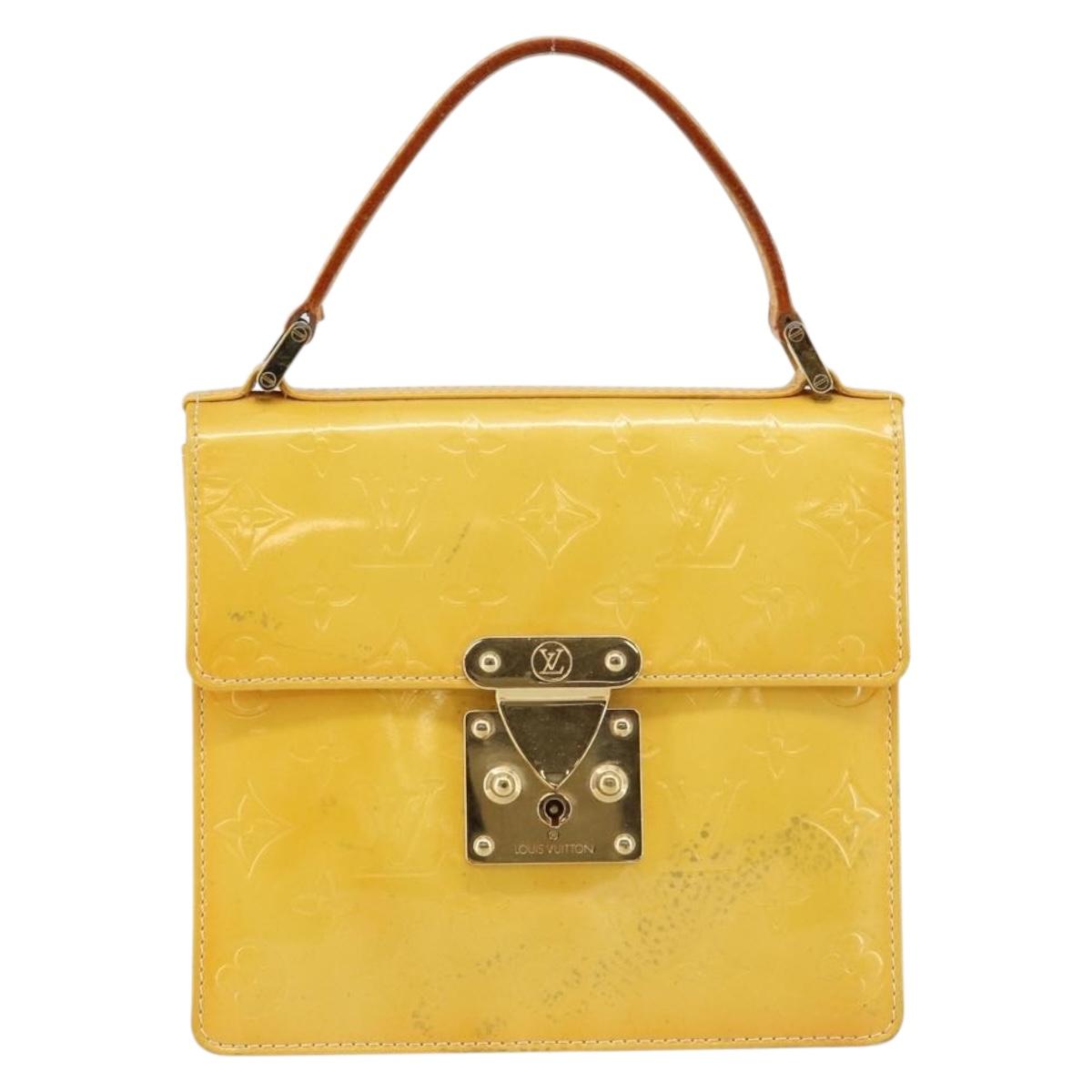 LOUIS VUITTON Monogram Vernis Spring Street Bag Lime Yellow M91068 Auth 146698
