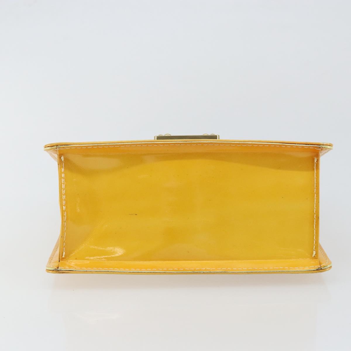LOUIS VUITTON Monogram Vernis Spring Street Bag Lime Yellow M91068 Auth 146698