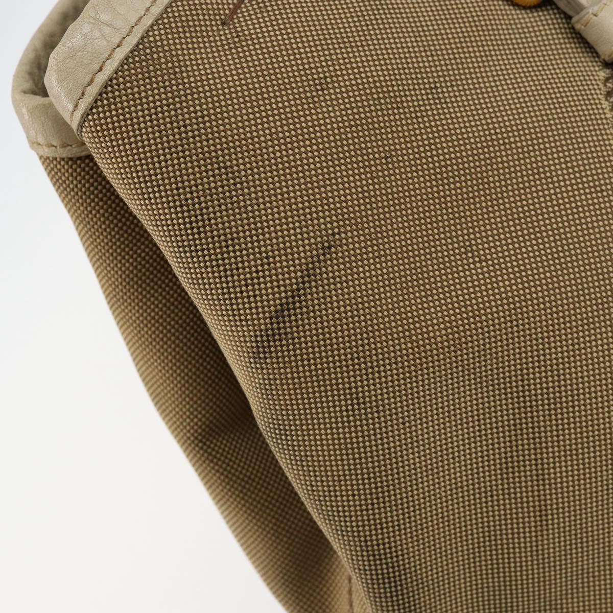 PRADA Hand Bag Canvas Beige Gold Auth 146705