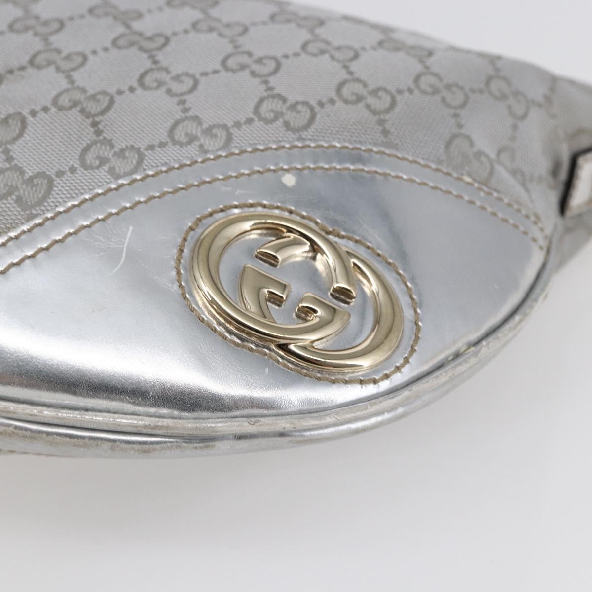 GUCCI GG Canvas Newbrit Shoulder Bag Silver Gold 169998 Auth 146706