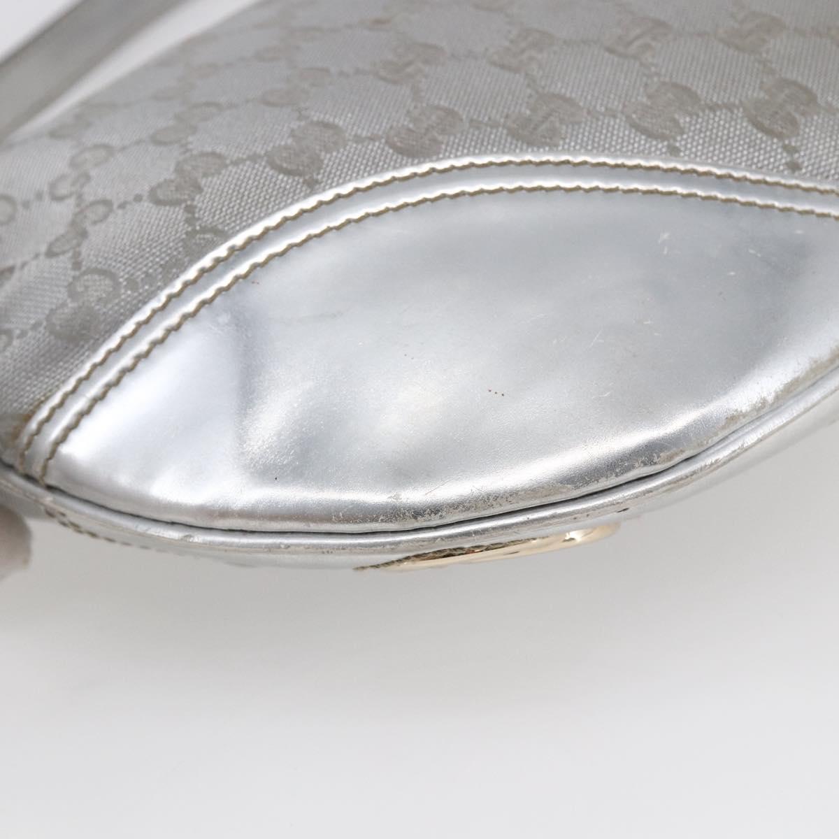 GUCCI GG Canvas Newbrit Shoulder Bag Silver Gold 169998 Auth 146706