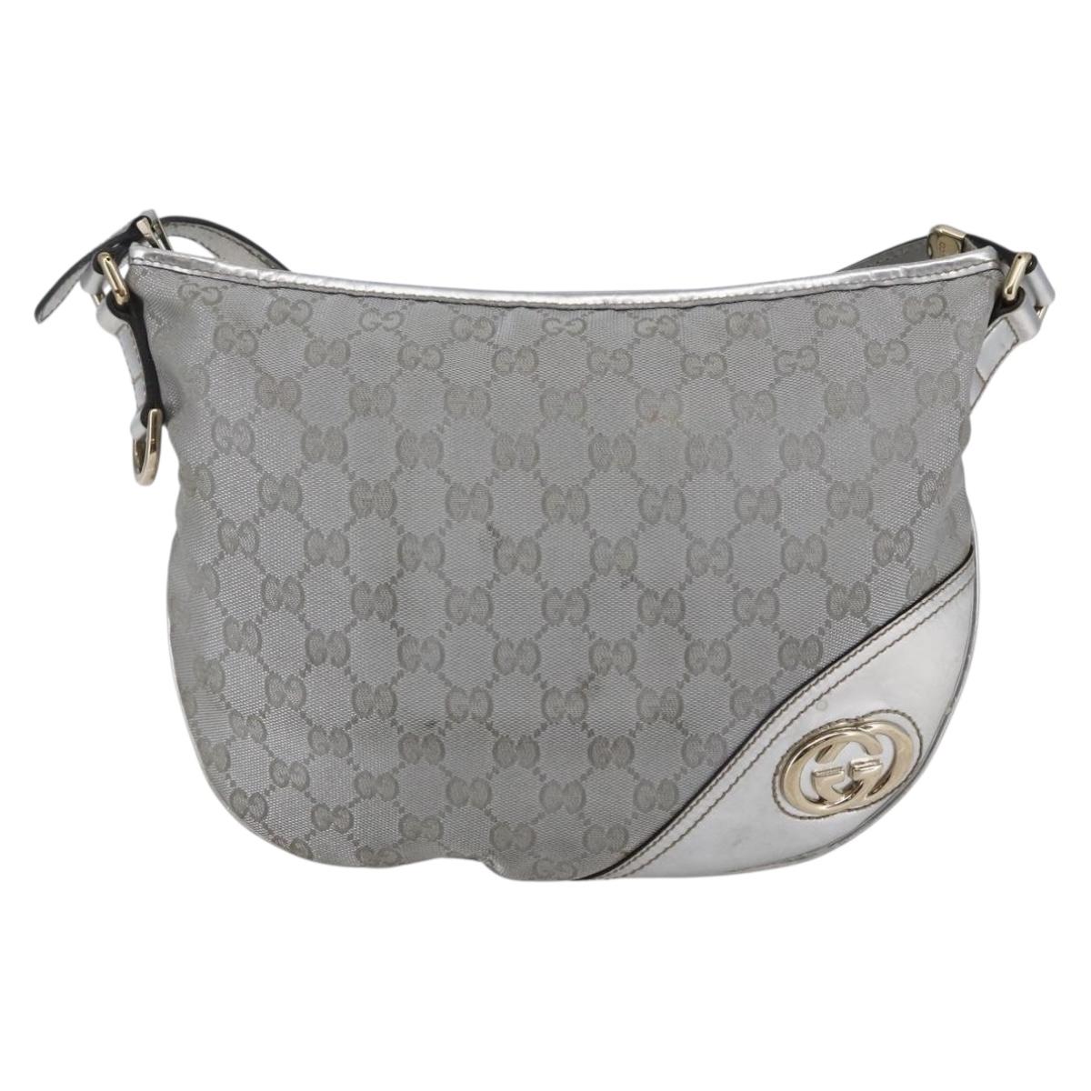 GUCCI GG Canvas Newbrit Shoulder Bag Silver Gold 169998 Auth 146706