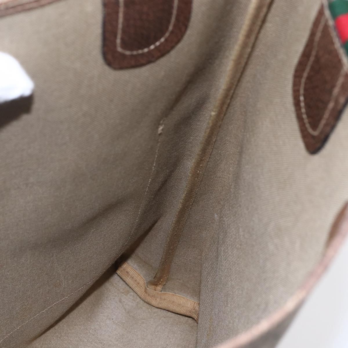 GUCCI GG Supreme Web Sherry Line Tote Bag PVC Beige Gold 39 02 003 Auth 146707