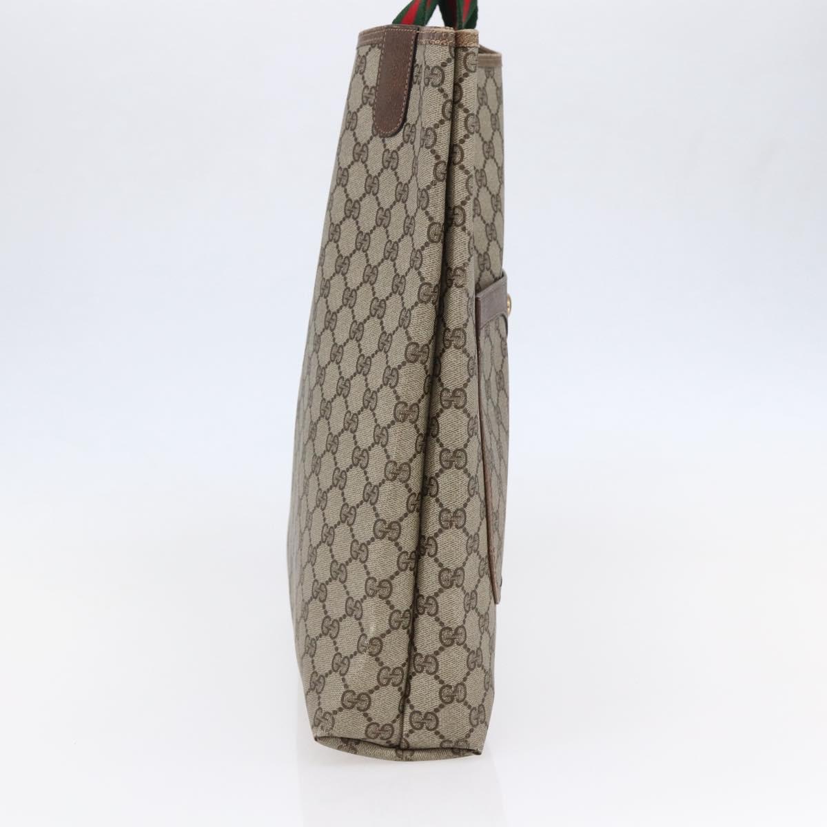 GUCCI GG Supreme Web Sherry Line Tote Bag PVC Beige Gold 39 02 003 Auth 146707