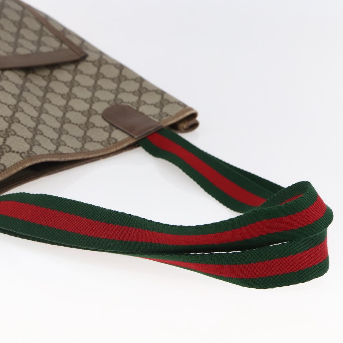 GUCCI GG Supreme Web Sherry Line Tote Bag PVC Beige Gold 39 02 003 Auth 146707