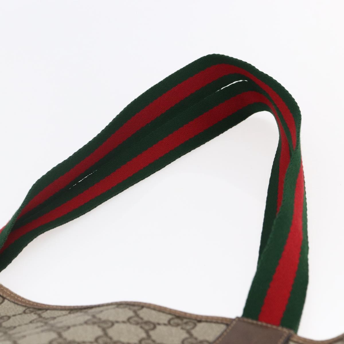 GUCCI GG Supreme Web Sherry Line Tote Bag PVC Beige Gold 39 02 003 Auth 146707