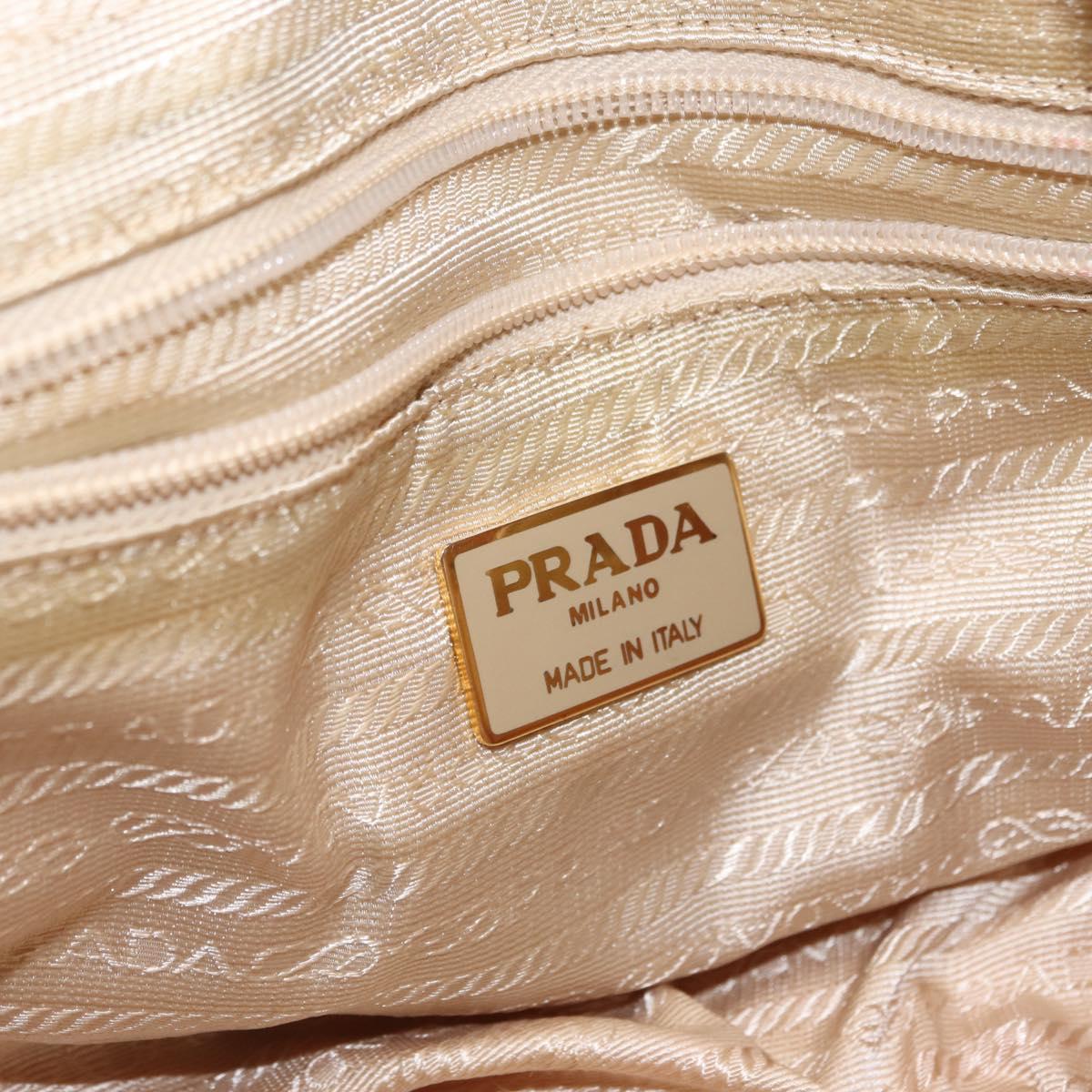 PRADA Chain Hand Bag Nylon Beige Gold Auth 146709