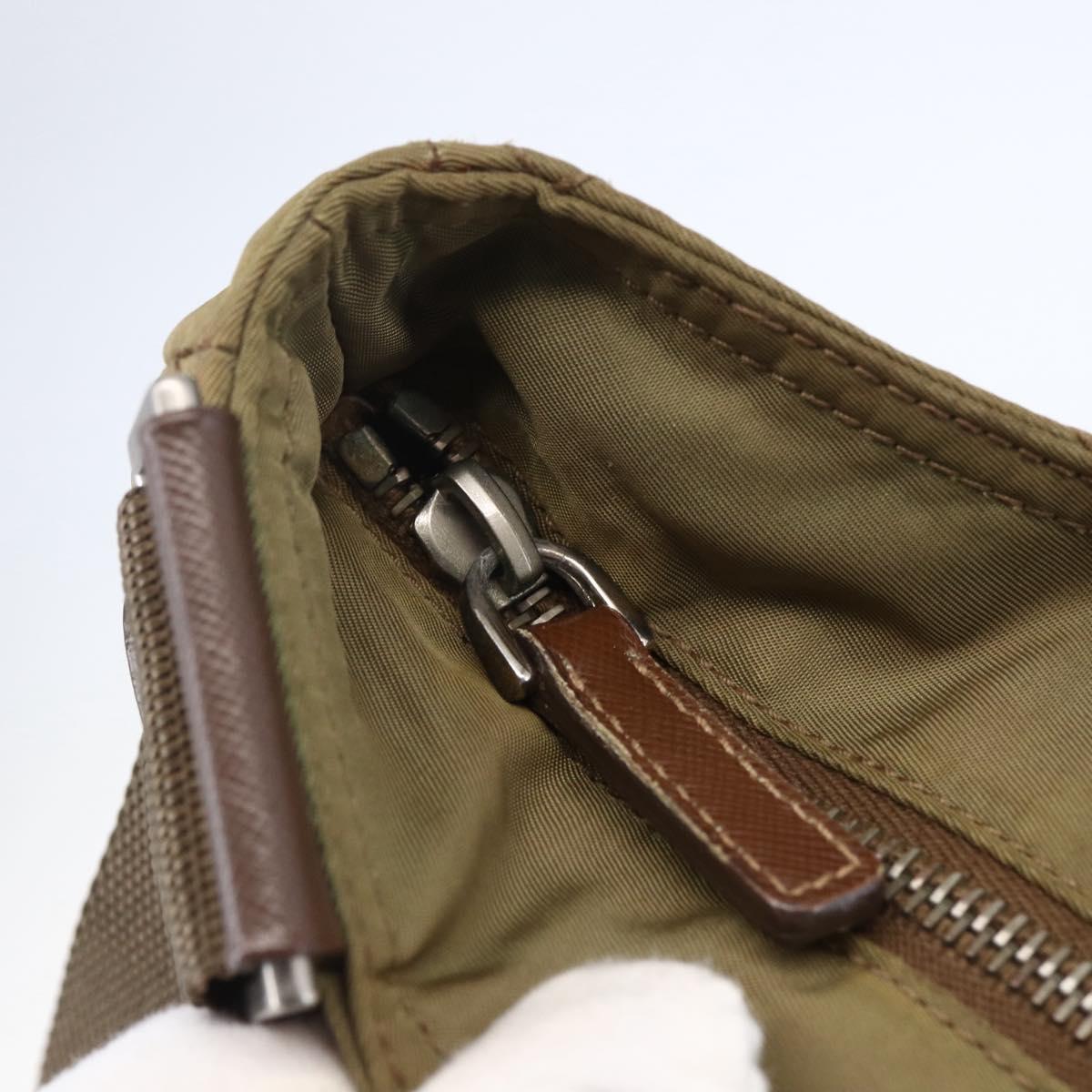 PRADA Shoulder Bag Nylon Khaki Silver Auth 146713