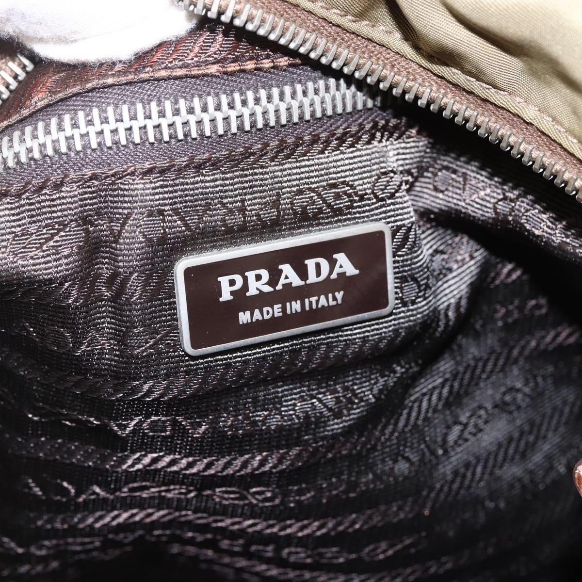 PRADA Shoulder Bag Nylon Khaki Silver Auth 146713