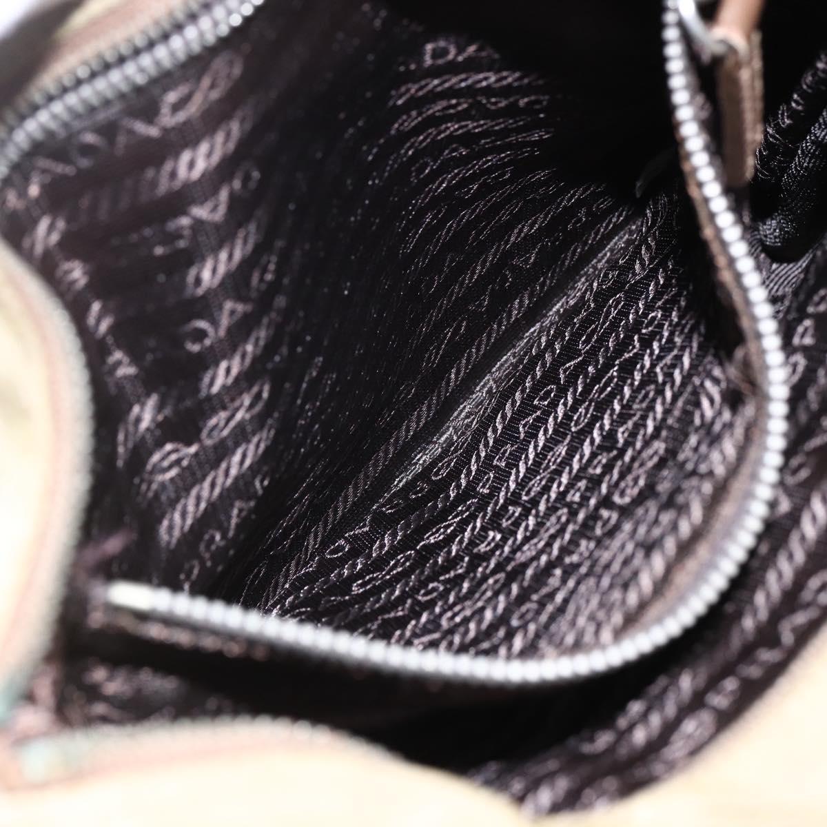 PRADA Shoulder Bag Nylon Khaki Silver Auth 146713