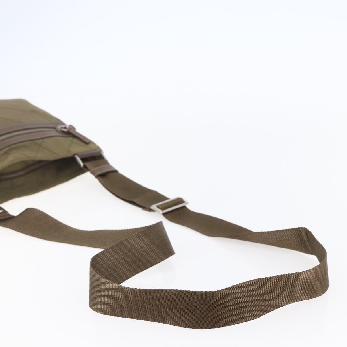 PRADA Shoulder Bag Nylon Khaki Silver Auth 146713