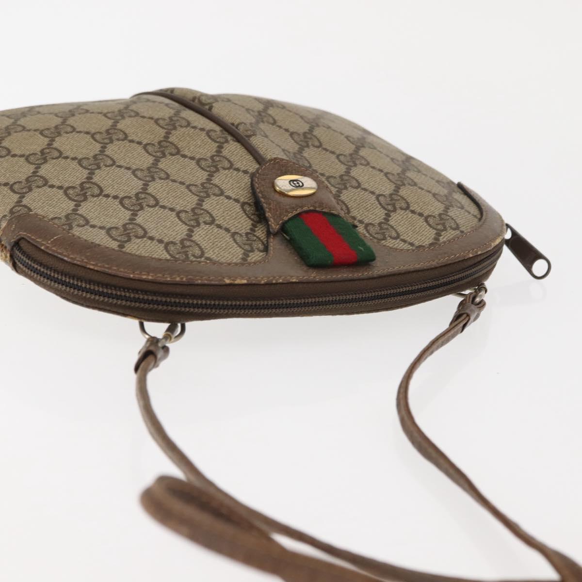 GUCCI GG Supreme Web Sherry Line Bag PVC Beige Gold 904 02 047 Auth 146714