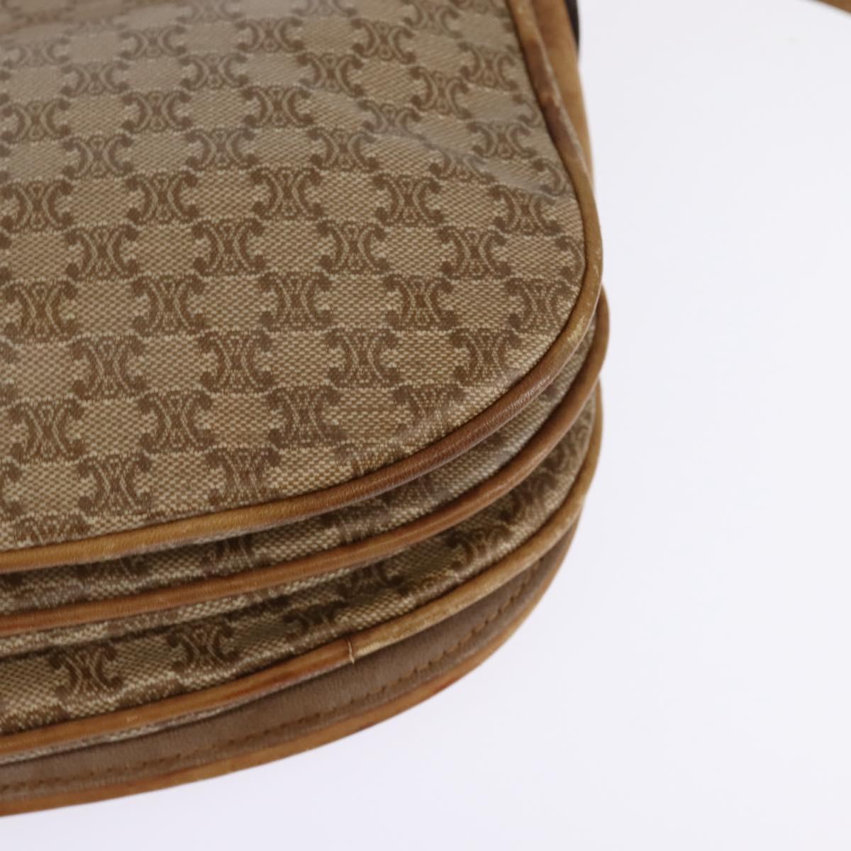 CELINE Macadam Canvas Shoulder Bag PVC Beige Gold Auth 146716