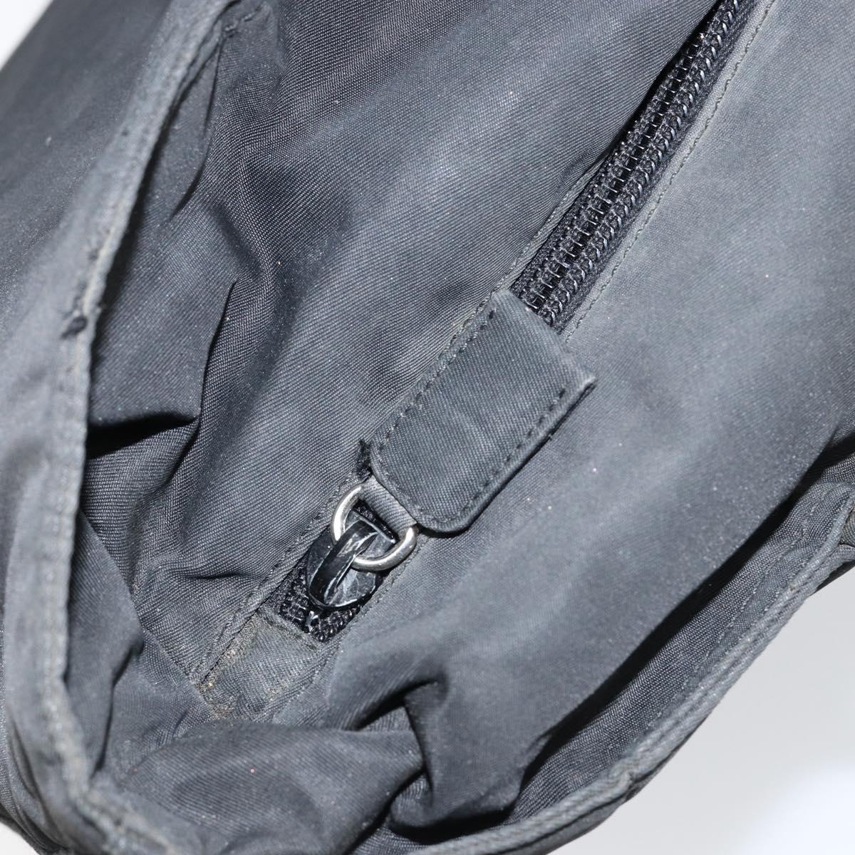 PRADA Tote Bag Nylon Black Silver Auth 146718