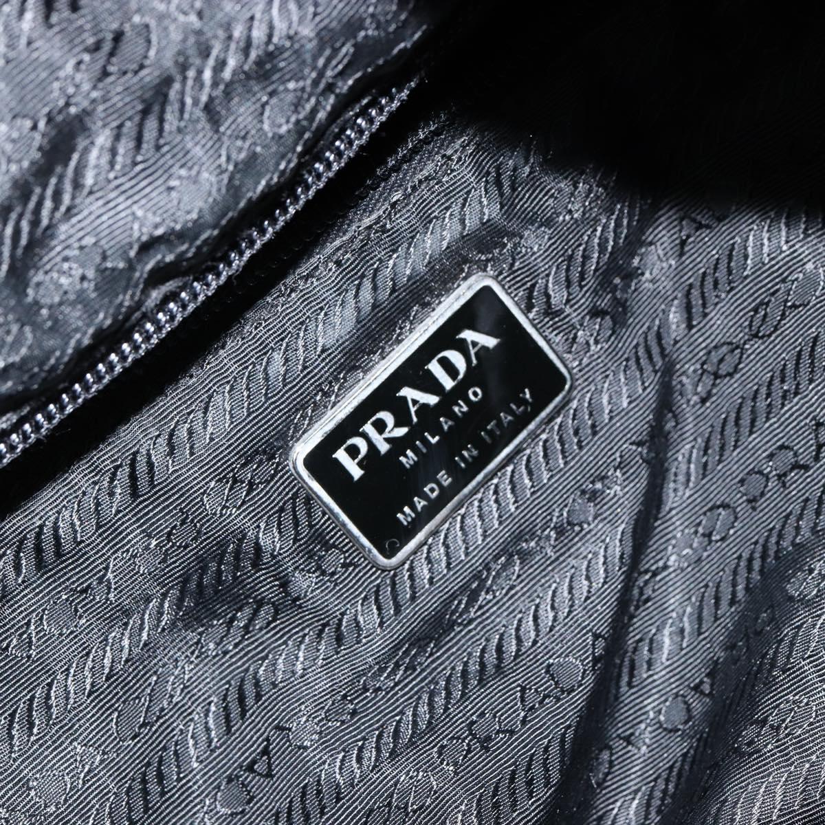 PRADA Tote Bag Nylon Black Silver Auth 146718