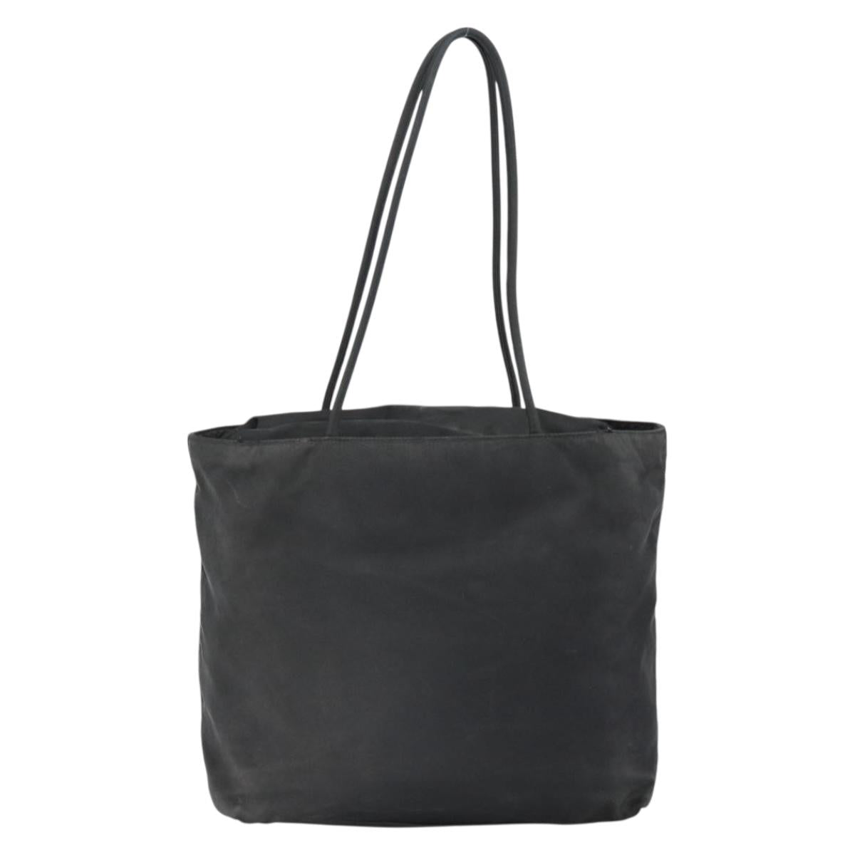 PRADA Tote Bag Nylon Black Silver Auth 146718
