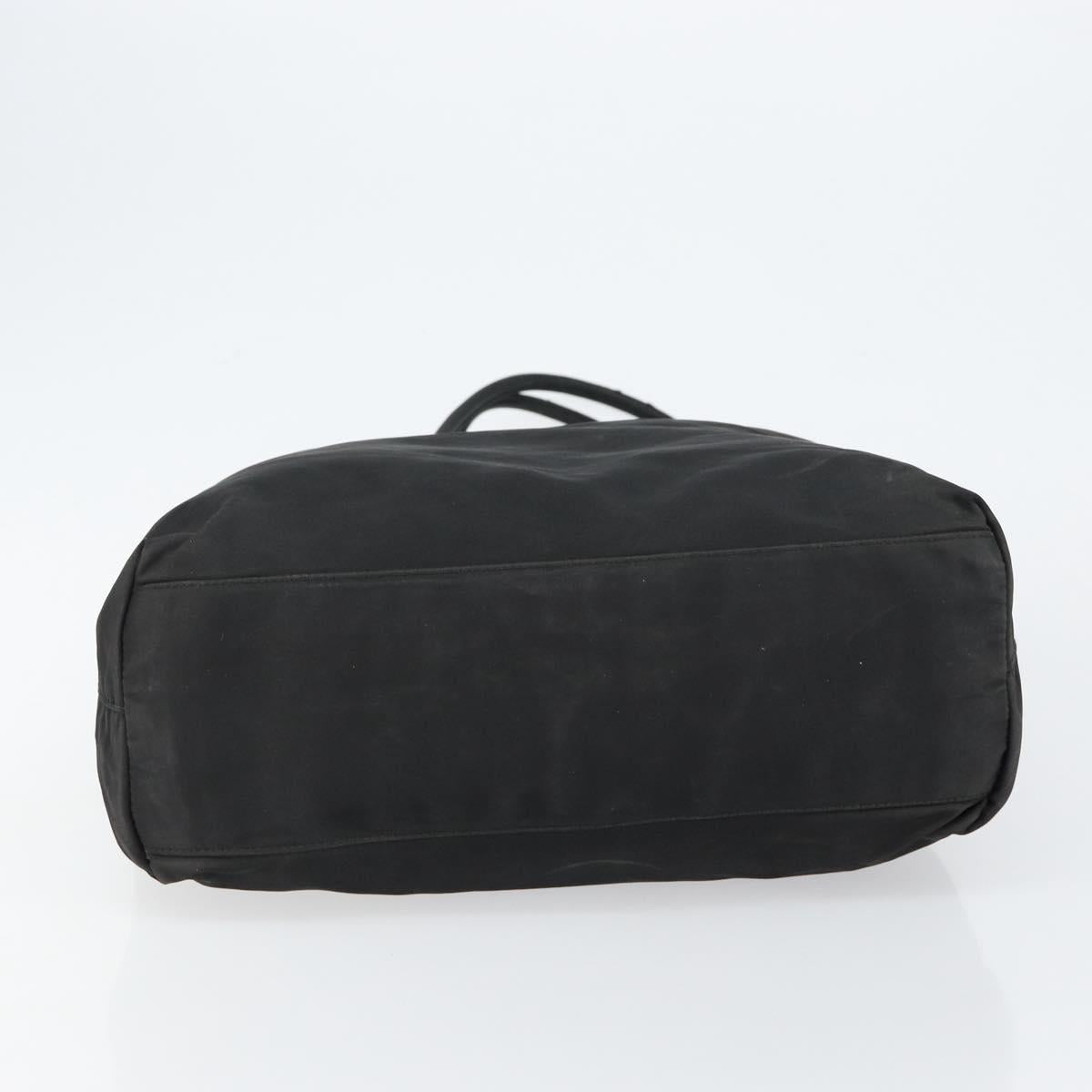 PRADA Tote Bag Nylon Black Silver Auth 146718