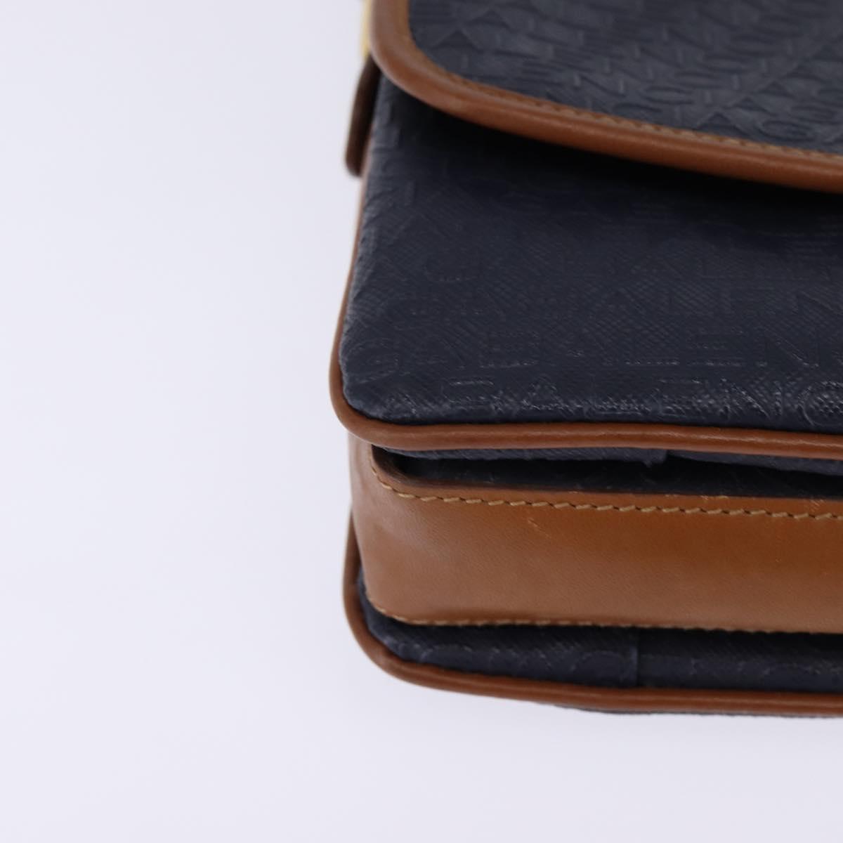 BALENCIAGA Shoulder Bag PVC Navy Gold Auth 146719