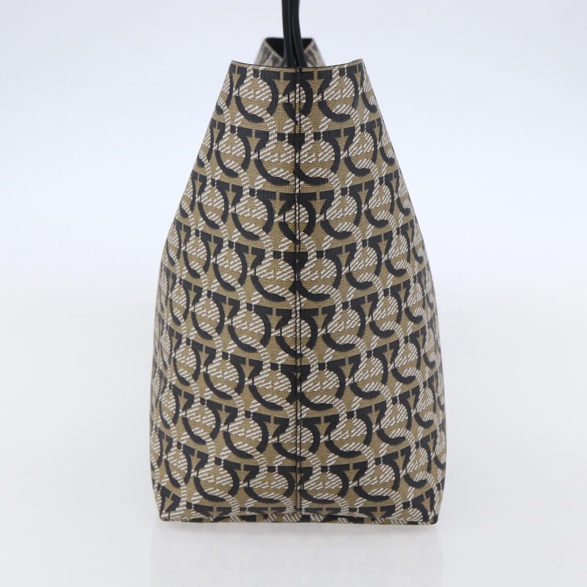 Salvatore Ferragamo Gancini Tote Bag PVC Leather Beige Auth 146724V