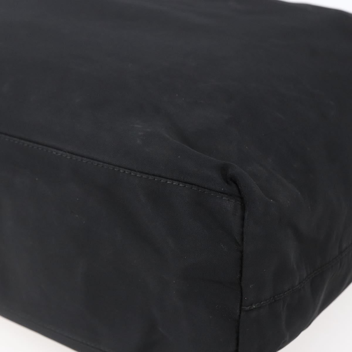PRADA Hand Bag Nylon plastic Black Silver Auth 146727