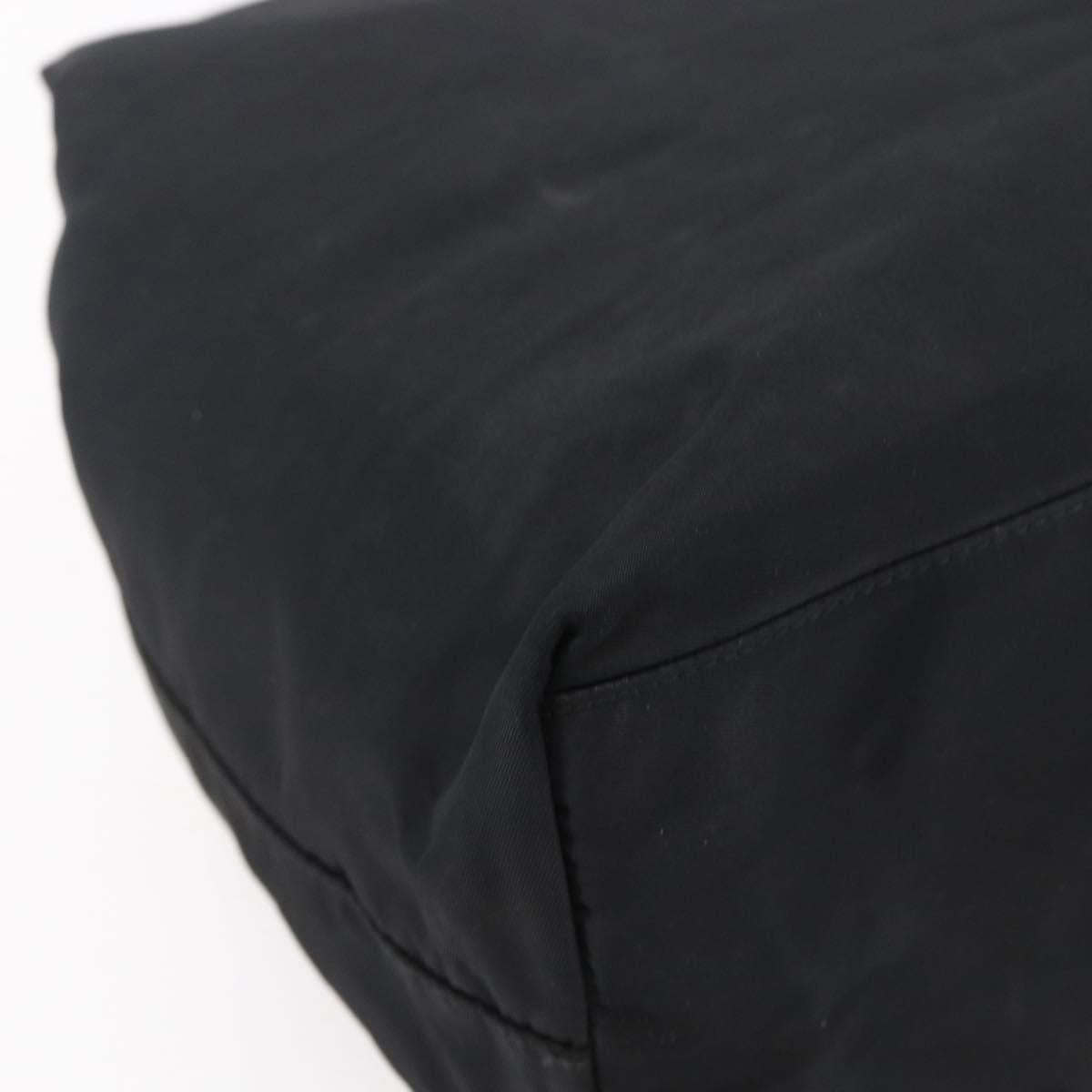 PRADA Hand Bag Nylon plastic Black Silver Auth 146727