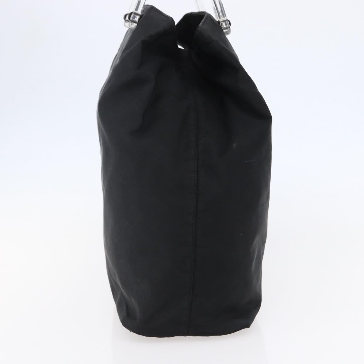 PRADA Hand Bag Nylon plastic Black Silver Auth 146727