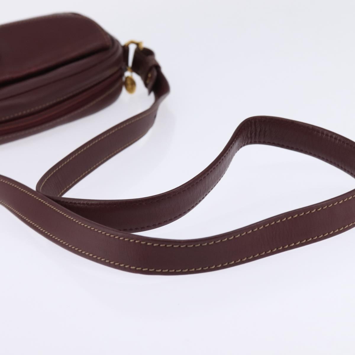 CARTIER Must Line Shoulder Bag Leather Bordeaux Gold Auth 146729